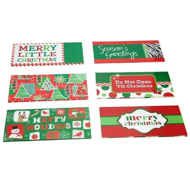 6 Gift Card Money Holders w// Envelopes Christmas Glitter for Kids Monkey Penguin